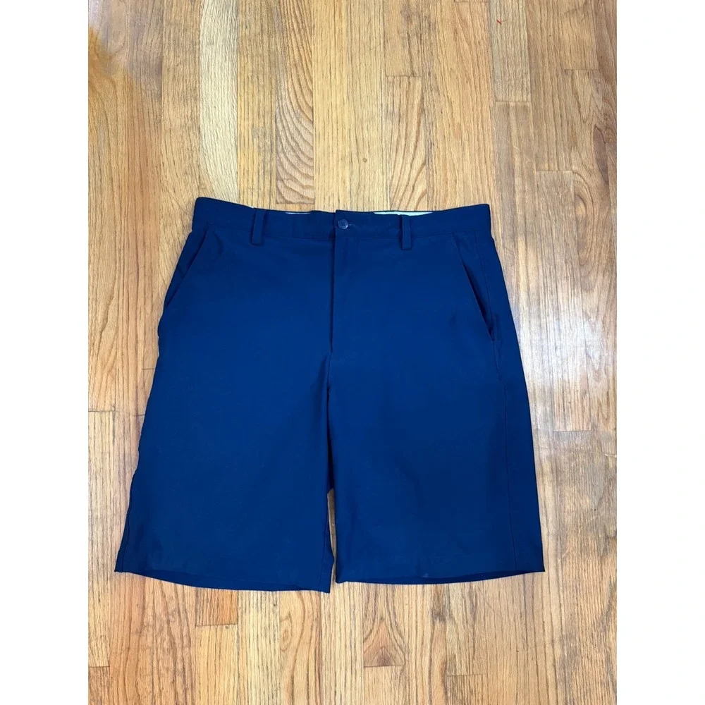 FootJoy FJ Mens 34 Golf Shorts Navy Blue Flat Front Performance Stretch Flaw